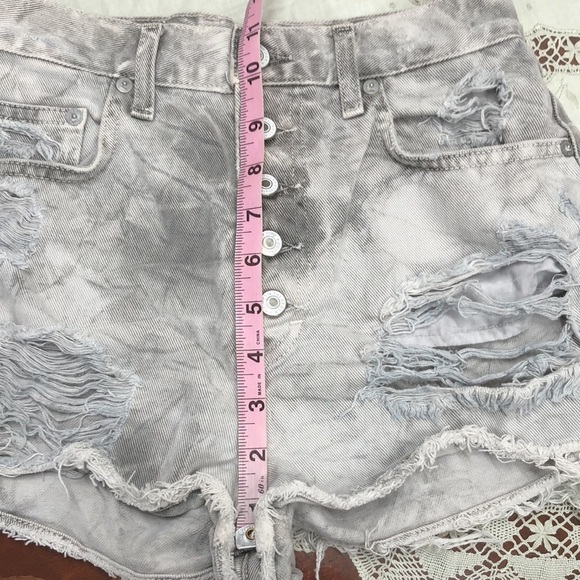 Tularose Emma High Rise Gray Tie Dye Button Fly Shorts Size 25 - Picture 7 of 12